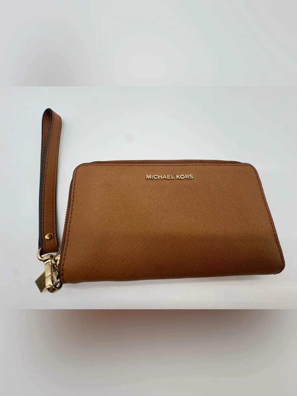 Michael Kors Tan Saffiano Leather Wristlet Wallet